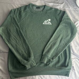 Forest Green Crewneck Sweater with Mountain Logo